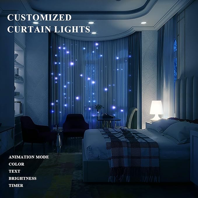 JMEXSUSS App-Controlled Color Changing Curtain Lights, 400 LED RGB String Lights - Image 4