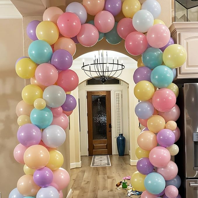 Pastel Balloons, 12 Inch Macaron Pink Purple Blue Yellow Green Colorful - Image 4