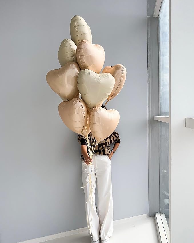 10Pcs Olive Green Foil Heart Shaped Balloons 18 Inch - Image 5