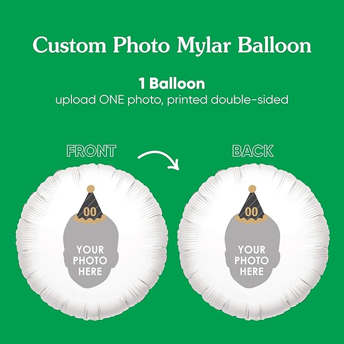 Big Dot of Happiness Personalized Adult Happy Birthday Black & Gold Cone Hat - Image 3