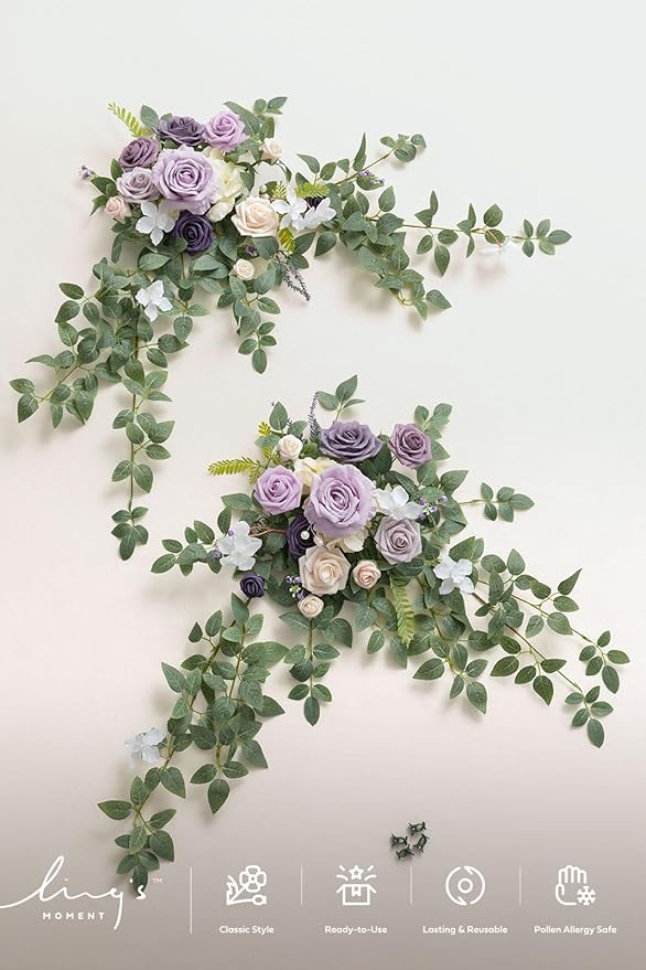 Ling's moment 2pcs Wedding Flowers Garland Artificial Floral Swag Arch - Image 6