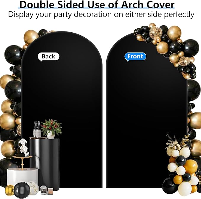 Hemmotop 6 ft Black Arch Cover, 2-Sided Spandex Arch Covers Stretchy Backdrop - Image 5
