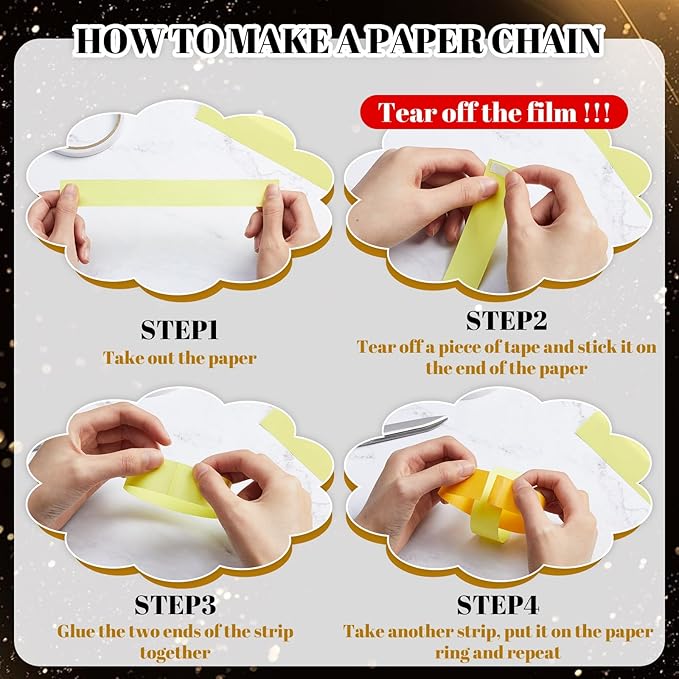 Lincia 600 Sheet Halloween Paper Chain Garland, Construction DIY Crafts Chain - Image 4