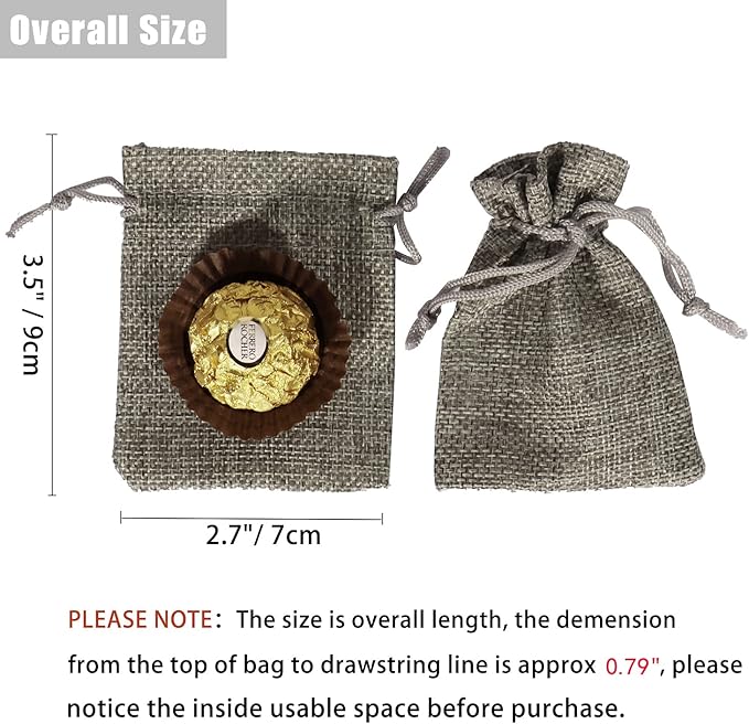 20pcs Burlap Bags with Drawstring, 2.7x3.5 Inch Jute Jewelry Gift Bags Bulk - Image 3