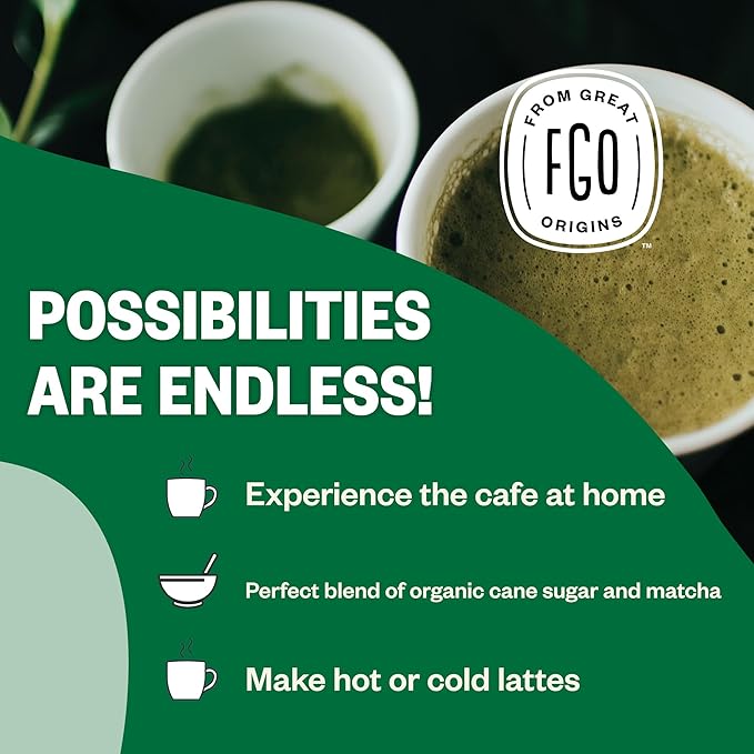 FGO Organic Matcha Latte Powder, 16 Ounce Bulk Resealable Bag, Japanese Matcha - Image 5