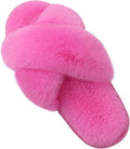 Evshine Women's Fuzzy Slippers Cross Band Memory Foam House Slippers Open Toe by Evshine