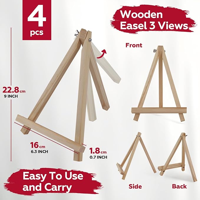 4 Pack 9 Inch Wooden Easel Stand, Portable A-Frame Tabletop Display Easel - Image 4