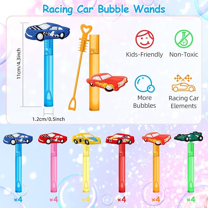 AMFZON 24Pcs Race Car Party Favors Bubble Wands - Image 2