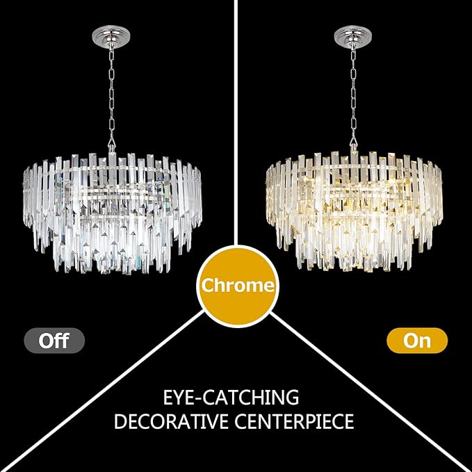 Crystal Chandelier Lighting 24'' Chrome - Image 3