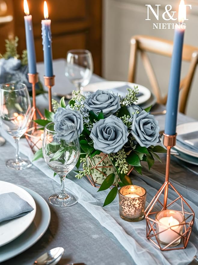 N&T NIETING Artificial Flowers, Home Display, Dusty Blue Gray - Image 6