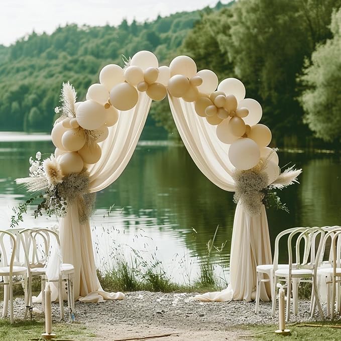 Wokceer Wedding Arch Draping Fabric 28.7" x 20FT Champagne Drapes Sheer Fabric - Image 3