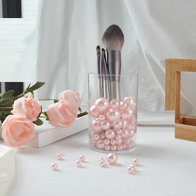 260Pcs Pink Glossy Beads for Centerpiece Decor, Artifical Pearls Vase Filler - Image 3
