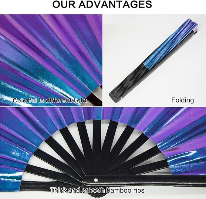 Large Rave Fan, Clack Folding Hand Fan - Image 4