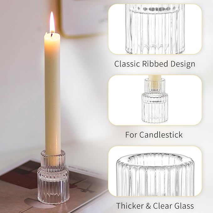 Romadedi Glass Candle Holder for Candlestick - Image 5