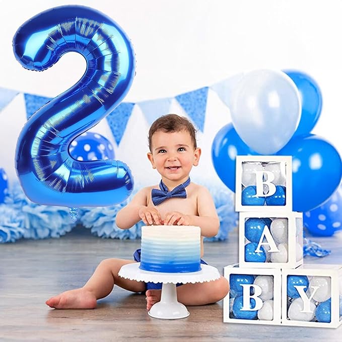40 Inch Balloon Number 2 Navy Blue, Large Foil Dark Royal Blue Number Balloons - Image 3