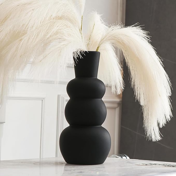 Black Vase, Modern Ceramic Vase, Minimalist Home Fresh Flowers, Dried Flowers - Image 4