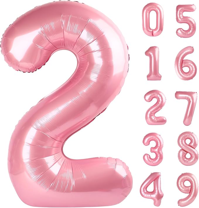 Light Pink 2 Number 40 Inch Pink Large Balloons Big Foil Helium Number Balloons by Lnhiya