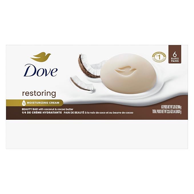 Dove Beauty Bar Soap Restoring Coconut & Cocoa Butter 6 Count - Image 2