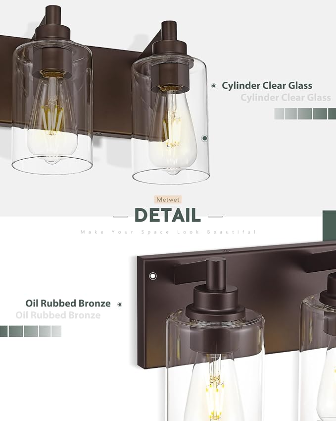 5-Light Bathroom Light Fixtures, 30 Inch Oil Rubbed Bronze Vanity Lights - Image 3