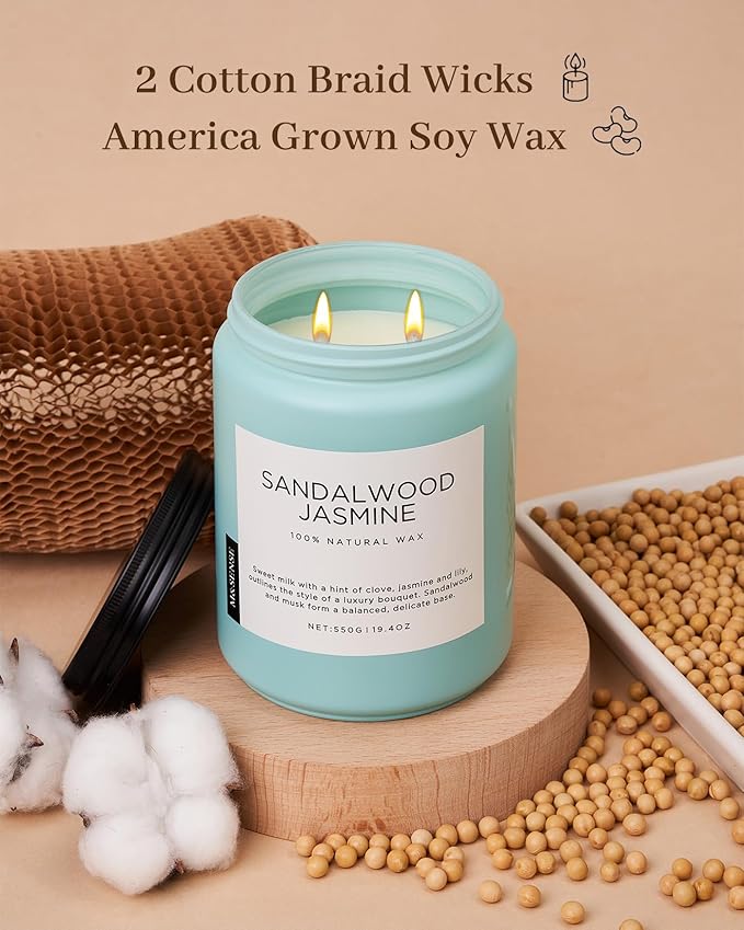 M&SENSE Sandalwood Jasmine Scented Candles, Large Soy Natural Long Lasting - Image 5