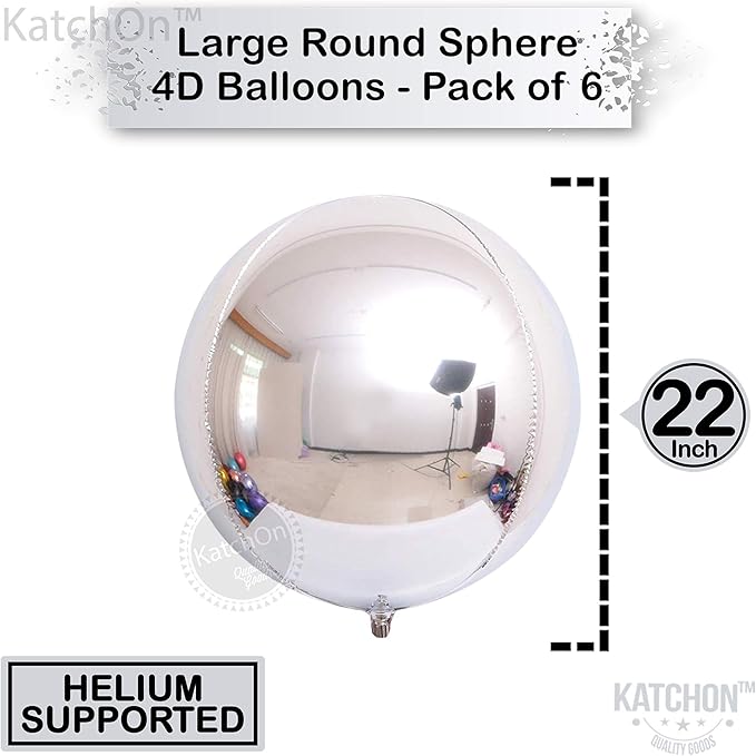 KatchOn, Large Metallic Silver Balloons - Image 2