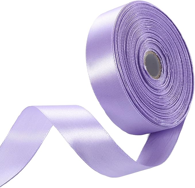 1 Inch Light Purple Satin Ribbon 50 Yards Solid Fabric Ribbons by Celadora