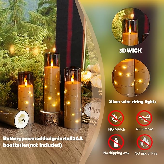 Flameless Candles with Embedded Star String - Image 4