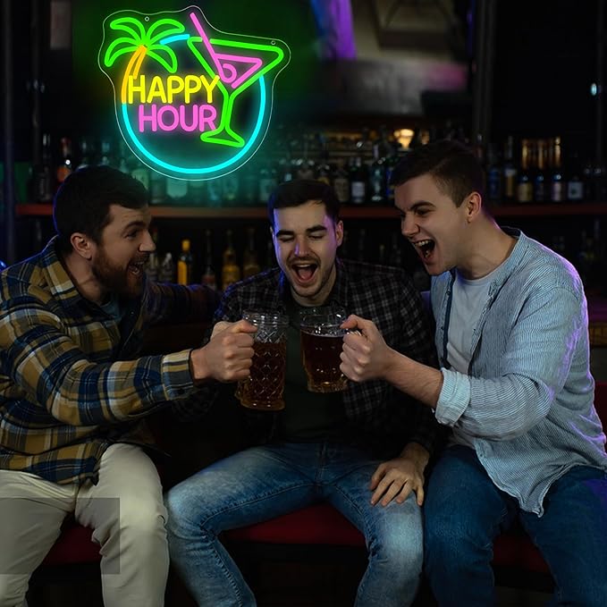 Happy Hour Neon Sign for Wall Decor Dimmable Cocktail Neon Light for Man Cave - Image 5