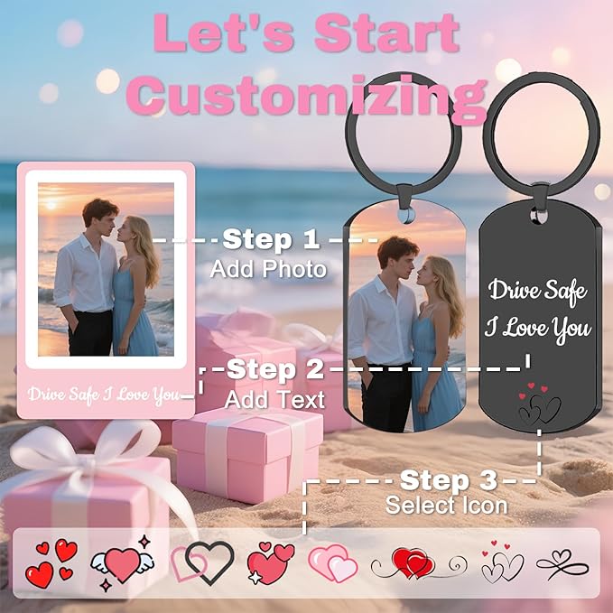 Custom Keychain with Picture, Personalized Double-sided Keychains Gifts - Image 2
