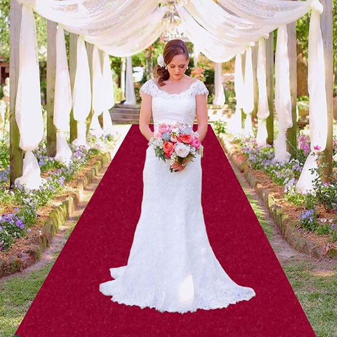 MODFUNS Aisle Runners for Weddings Burugndy Aisle Runner Rug 4FTx20FT Wedding - Image 5