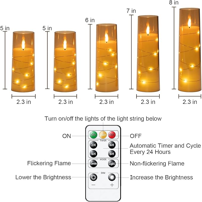 Raycare Flameless Candle with Remote Timer – 5 Flickering Acrylic Battery - Image 5
