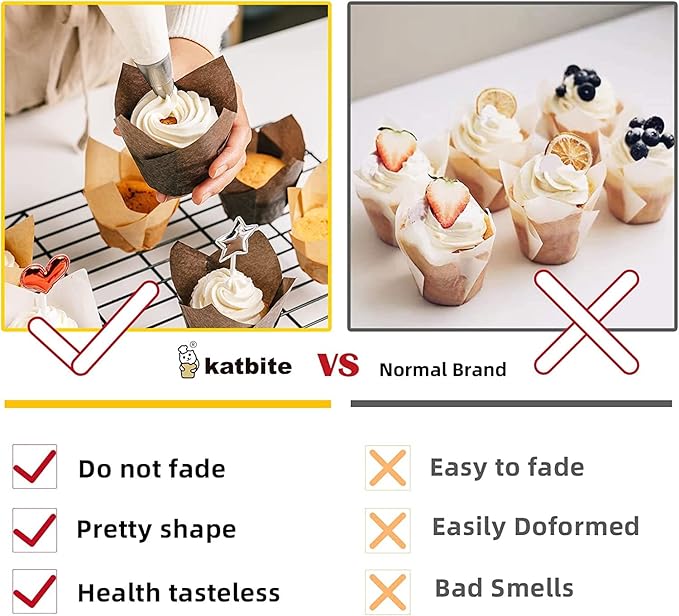Katbite Tulip Cupcake Liners 200PCS, Muffin Baking Cupcake Liners Holders - Image 3
