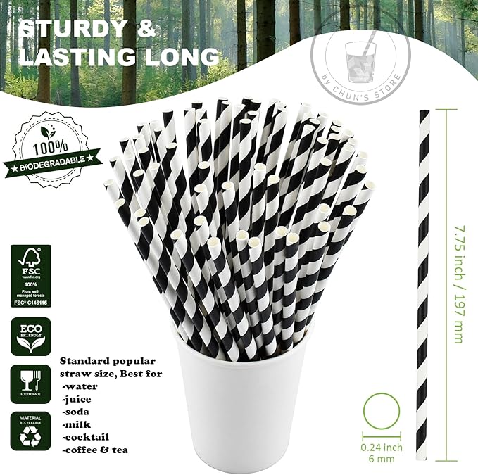 7.75'' Disposable Paper Drinking Straws Bulk - Image 2