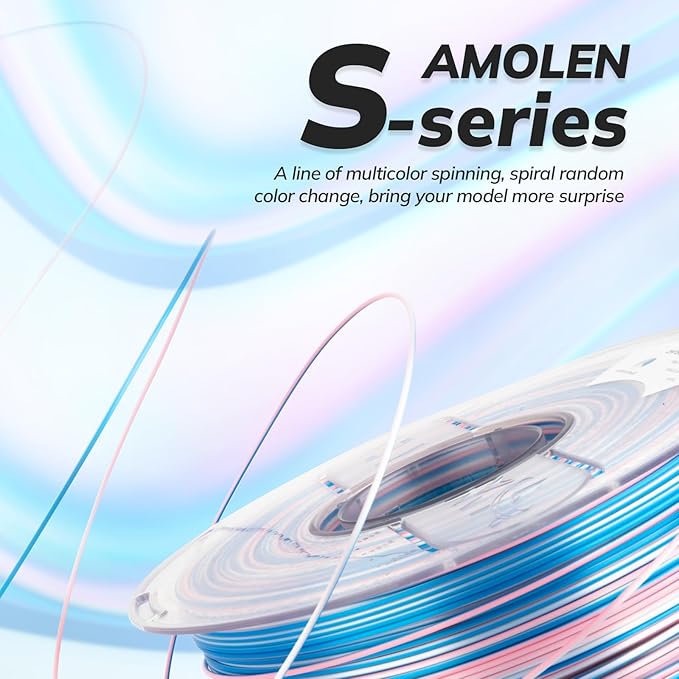 AMOLEN Silk PLA 3D Printer Filament, Shiny Multicolor Rainbow PLA Filament - Image 2