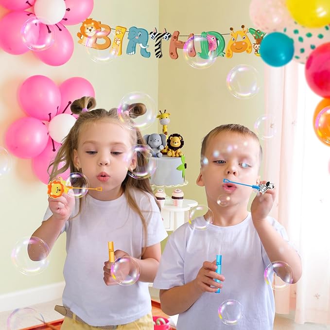 24 Jungle Animal Party Favors Bubble Wands - Image 5