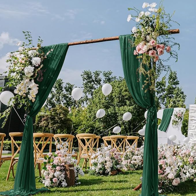 Emerald Green Wedding Arch Draping Fabric 2 Panels 29" x 20 FT Wedding Drapes by DeZerlor