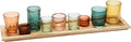 Creative Co-Op Round Glass Votive Holders on Wood Tray by CreativeCo-Op