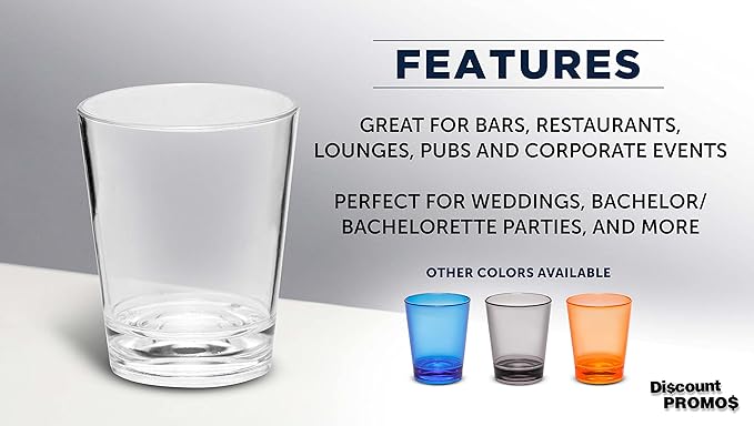 DISCOUNT PROMOS Translucent Plastic Shot Glasses 1.5 oz. Set of 10, Bulk Pack - Image 2