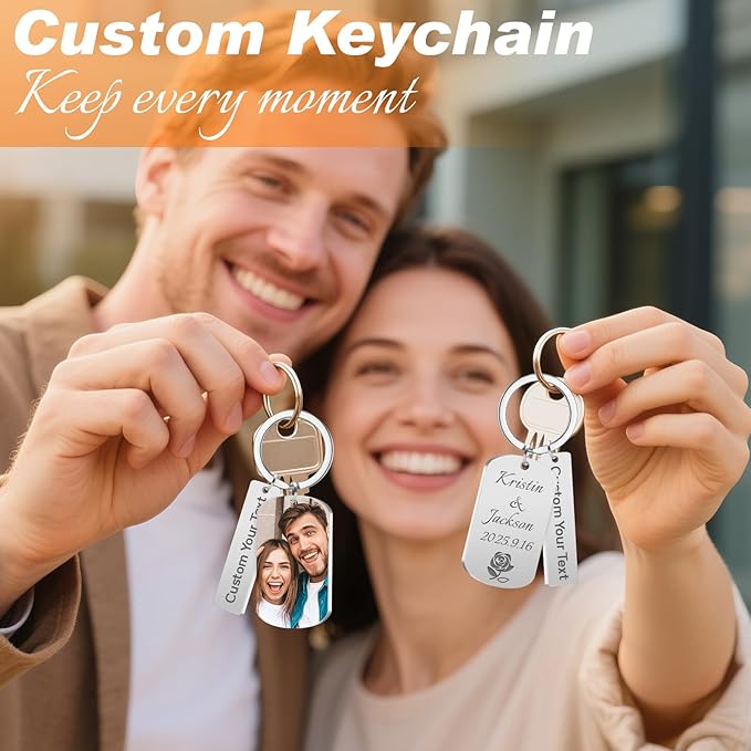 Custom Keychain with Picture, Personalized Photo Keychain with LOGO Text - Image 6