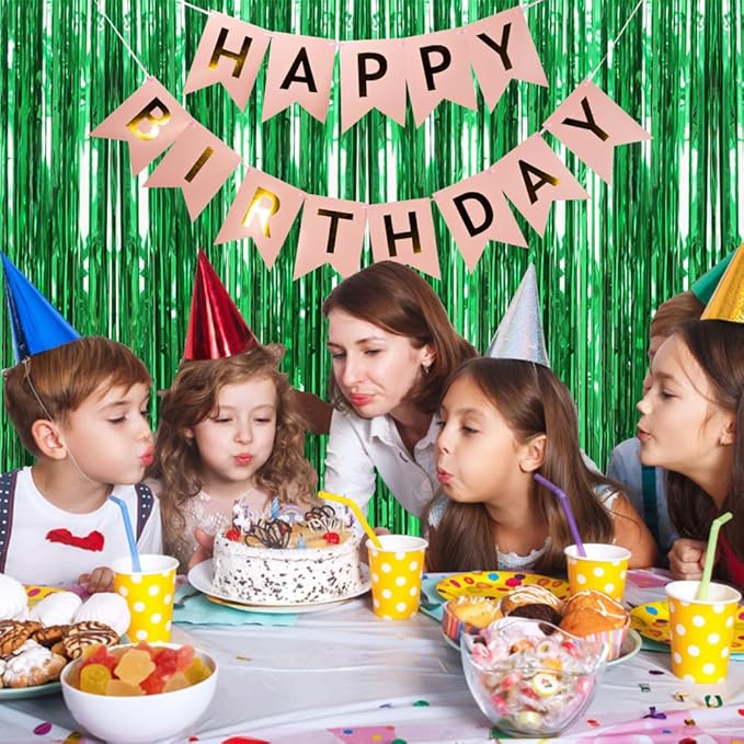 3 Pack Green Backdrop Tinsel Curtain Party Streamers Jungle Party Decorations - Image 2