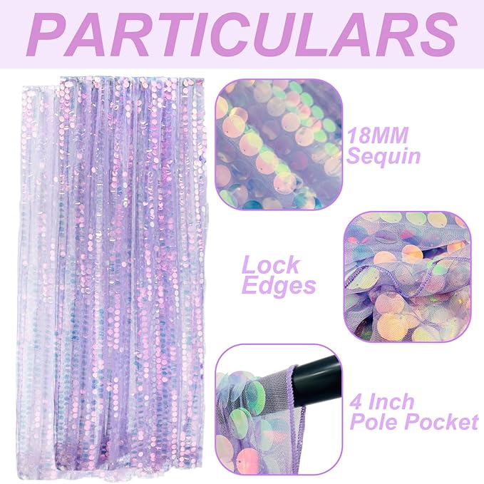 9X9FT Sequin Backdrop Curtains, 2 Panels Shimmer Sequin Fabric Photography - Image 4