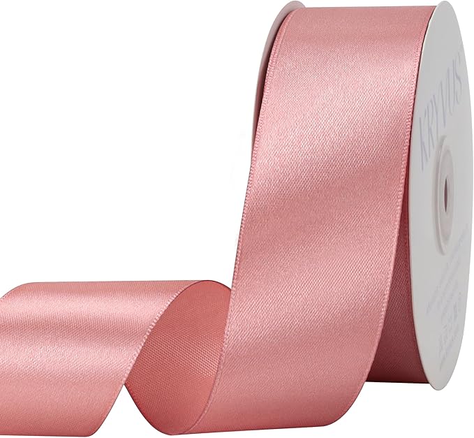 Rose Gold Satin Ribbon 1-1/2 inch X Continuous 50 Yards, Single Face Polyester by Kryvusribbon