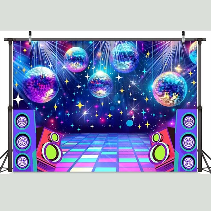 Dance Party Backdrop Retro 80s 90s Theme Stage Dance Ball Music Birthday Party - Image 3