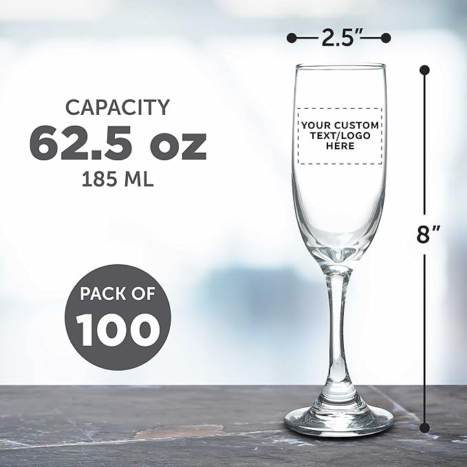 DISCOUNT PROMOS Custom Premiere Champagne Flutes 6.25 oz. Set of 100, - Image 5
