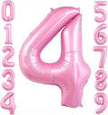 Pastel Pink 4 Balloon, Light Pink 4 Balloons Number, 40 Inch Helium Foil Mylar by BBPOOL