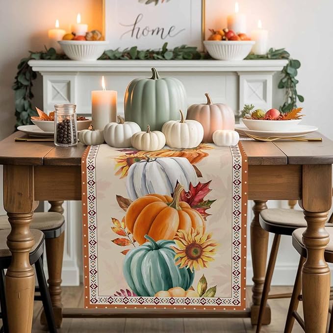 Fall Thanksgiving Southwest Cotton Linen Table Runner by Unknown