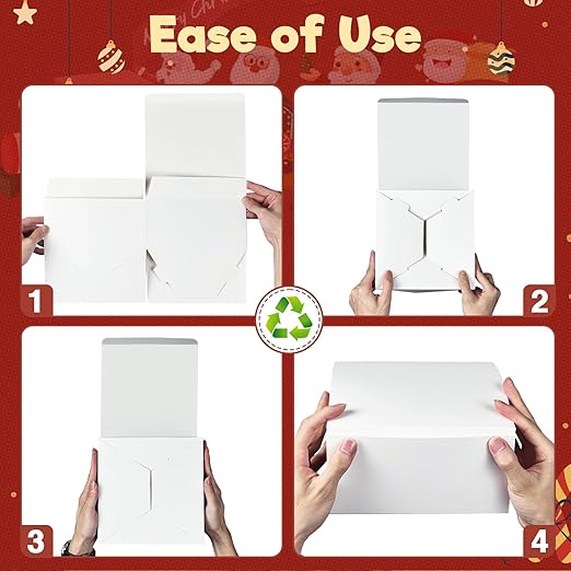 MESHA 8x8x4 Gift Box 10 Pack White Gift Boxes - Image 3