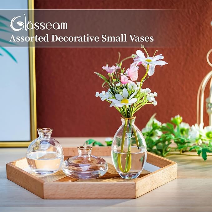 Glass Bud Vase for Centerpieces: 12Pcs Glasseam Gold Rim Mini Small Vases for - Image 6