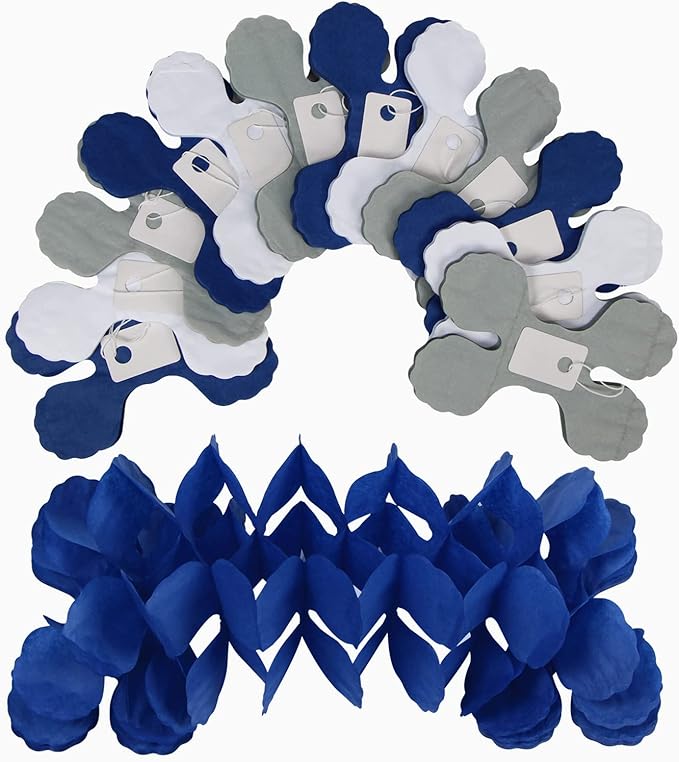 Navy-Blue White-Silver Party-Decorations Streamers Garland - Image 5