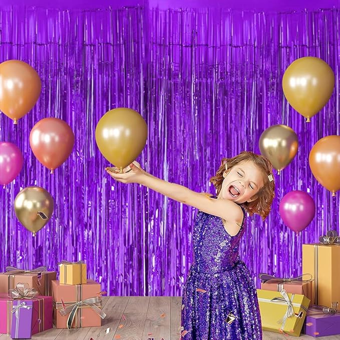 BEISHIDA 2 Pcs Light Purple Violet Door Streamers Tinsel Curtain Party - Image 3